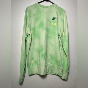 Mens Nike Tie Dye Flowers crewneck sweatshirt flower green comfy cotton Medium